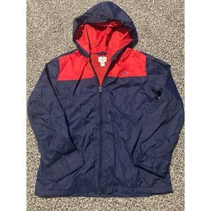 K8 Vineyard Vines Kids Navy Red Colorblock Hooded Windbreaker Jacket Size M 8 10